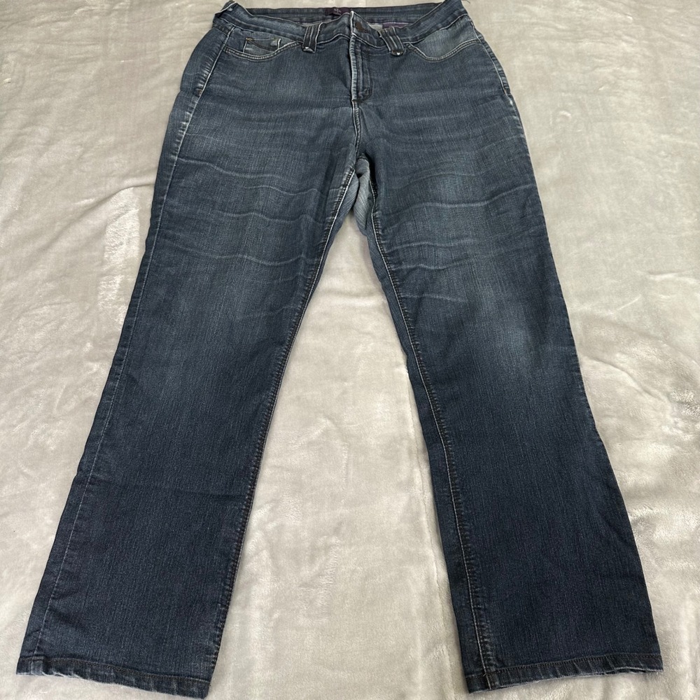 NYDJ Straight Leg Jeans Women 16 Blue Dark Wash Lift Tuck Denim Pants